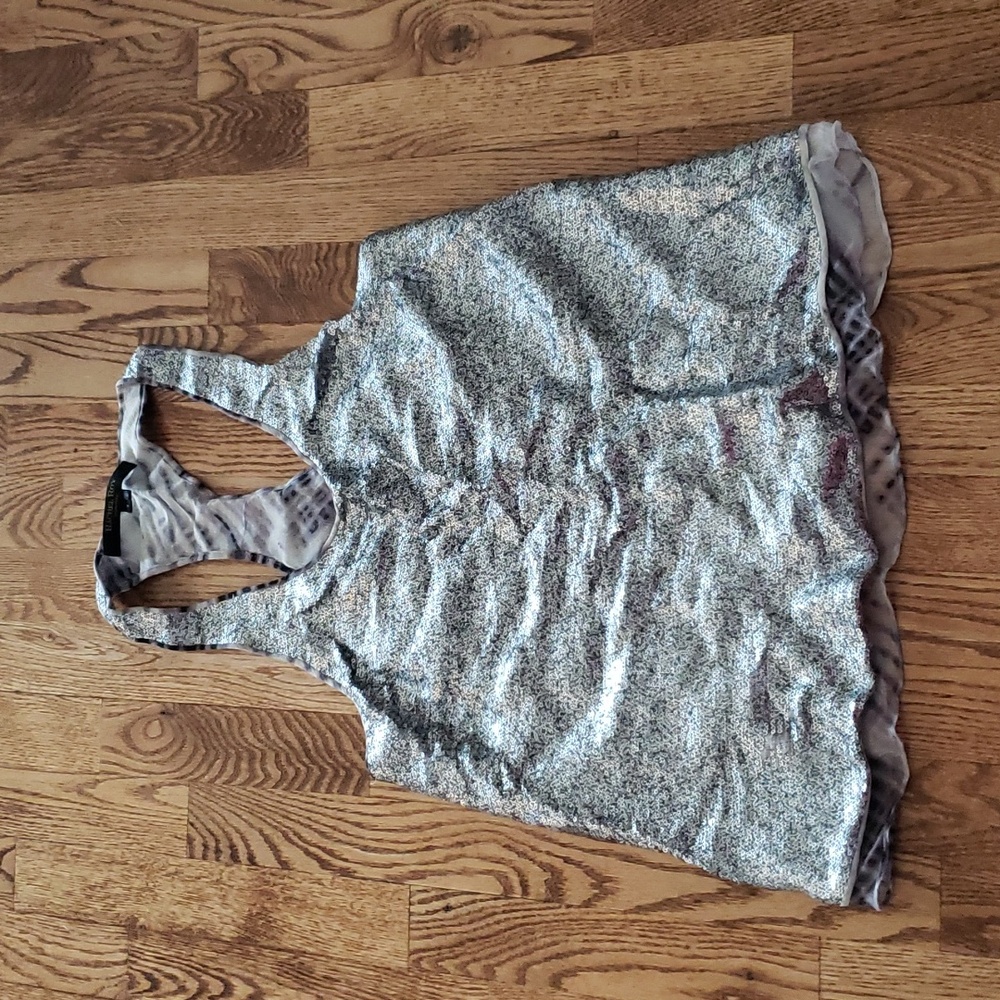 (4) Rachel Roy Signature 100% Silk Sequin Racerback Tank Top Party Disco